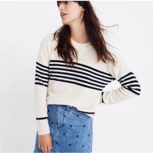 Madewell Cashmere Navy Striped Sweatshirt